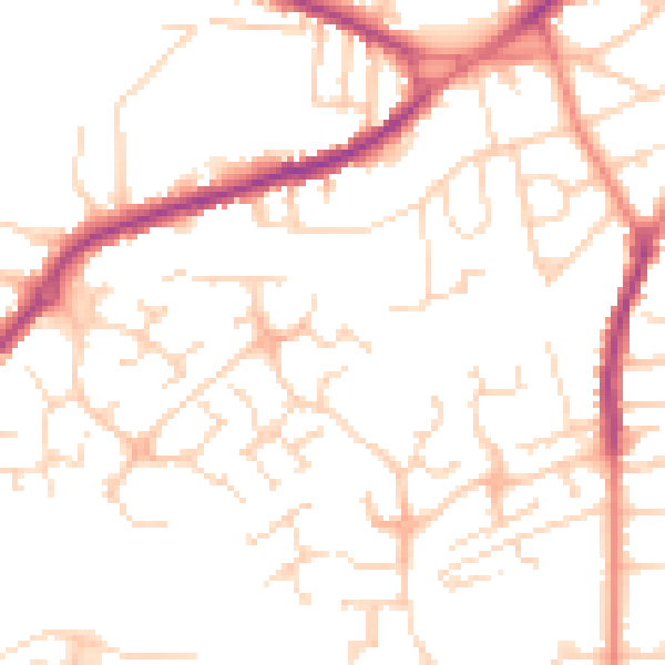 Daytime road noise heatmap for NG17 1NQ