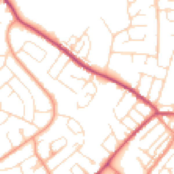 Daytime road noise heatmap for NG17 2BB