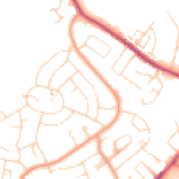 Daytime road noise heatmap for NG17 2BX