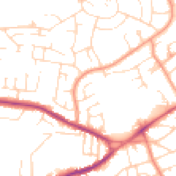Daytime road noise heatmap for NG17 2EQ