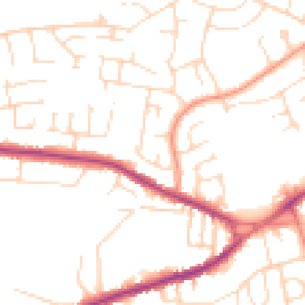Daytime road noise heatmap for NG17 2EW