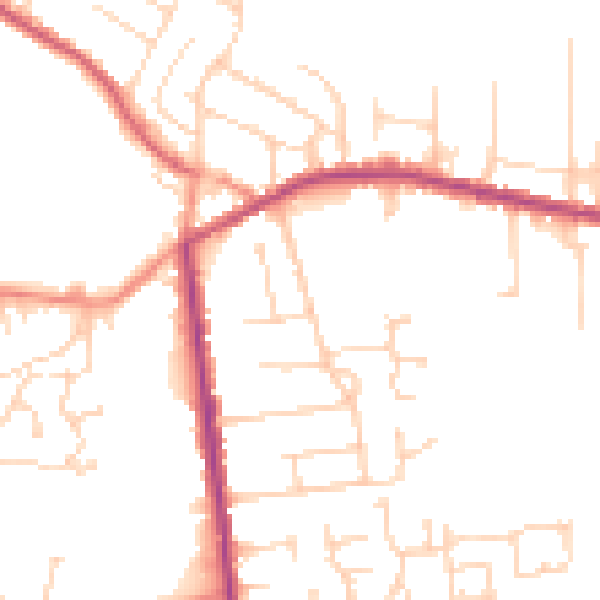 Daytime road noise heatmap for NG17 2JD