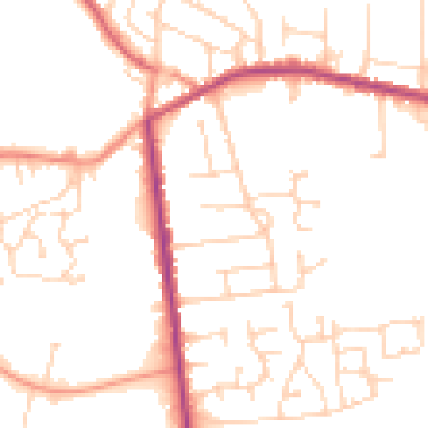 Daytime road noise heatmap for NG17 2JE