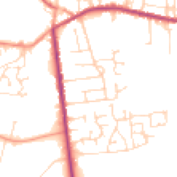 Daytime road noise heatmap for NG17 2JG