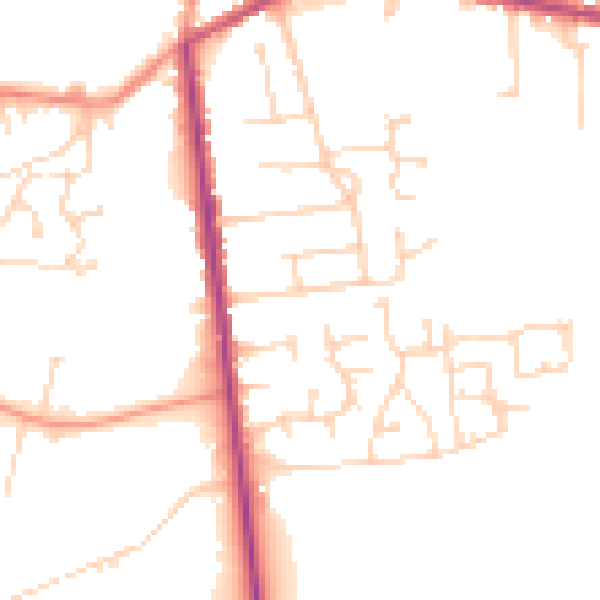 Daytime road noise heatmap for NG17 2JJ