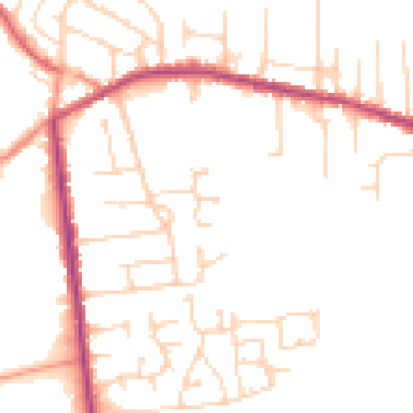 Daytime road noise heatmap for NG17 2QL