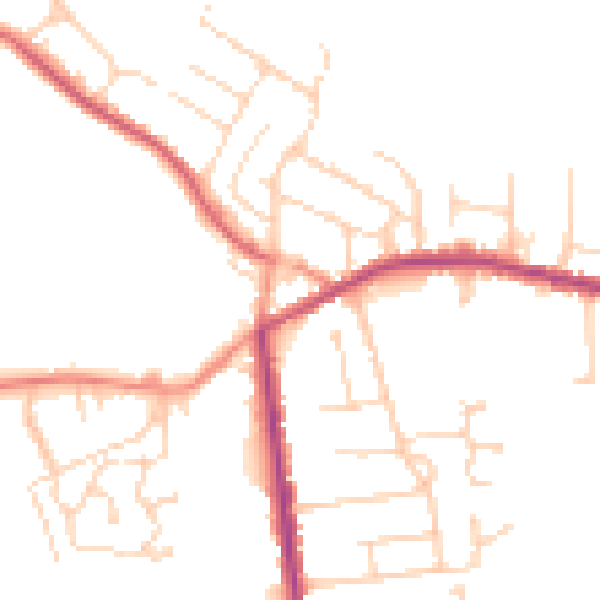 Daytime road noise heatmap for NG17 2QS