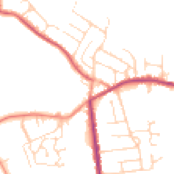 Daytime road noise heatmap for NG17 2QW