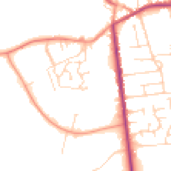 Daytime road noise heatmap for NG17 2SE