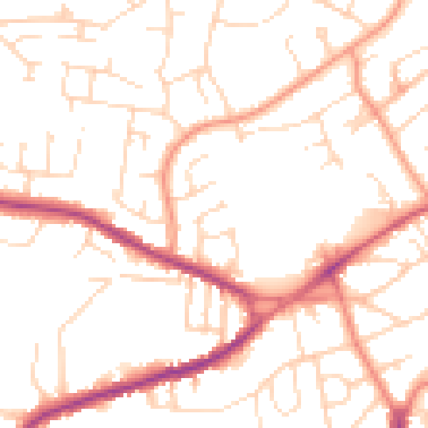 Daytime road noise heatmap for NG17 2ST