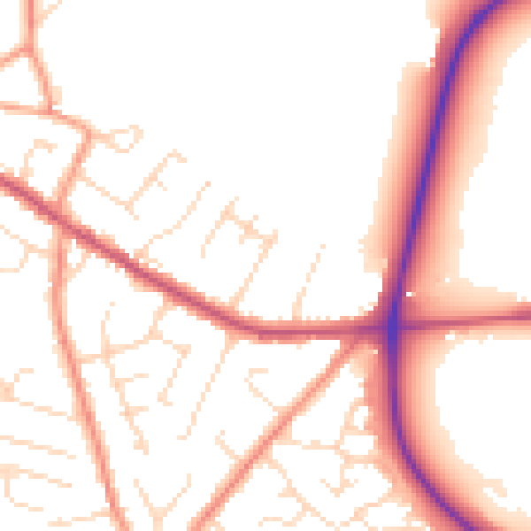 Daytime road noise heatmap for NG17 3AN