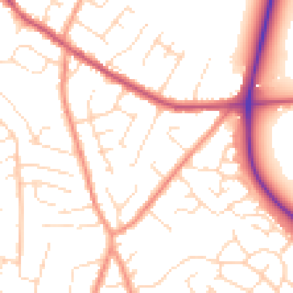 Daytime road noise heatmap for NG17 3AR