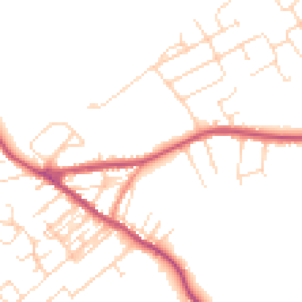 Daytime road noise heatmap for NG17 3EE