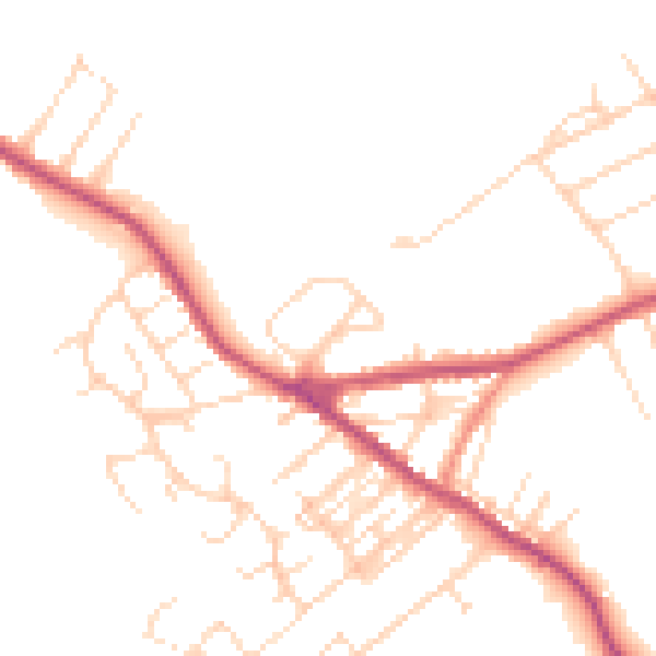 Daytime road noise heatmap for NG17 3GW