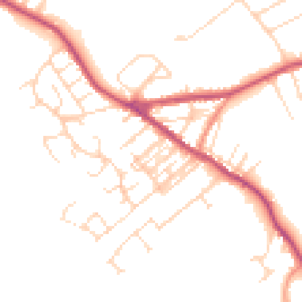Daytime road noise heatmap for NG17 3HB