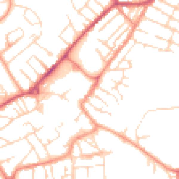 Daytime road noise heatmap for NG17 4BA