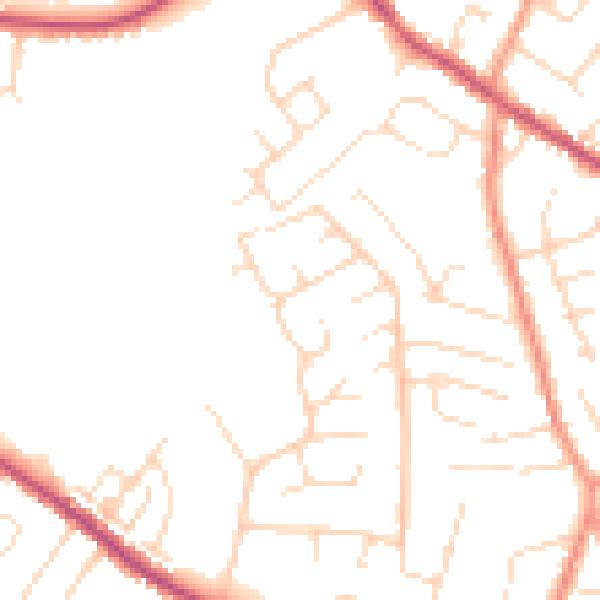 Daytime road noise heatmap for NG17 4BY