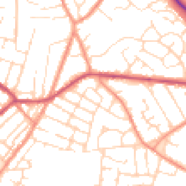 Daytime road noise heatmap for NG17 4GY