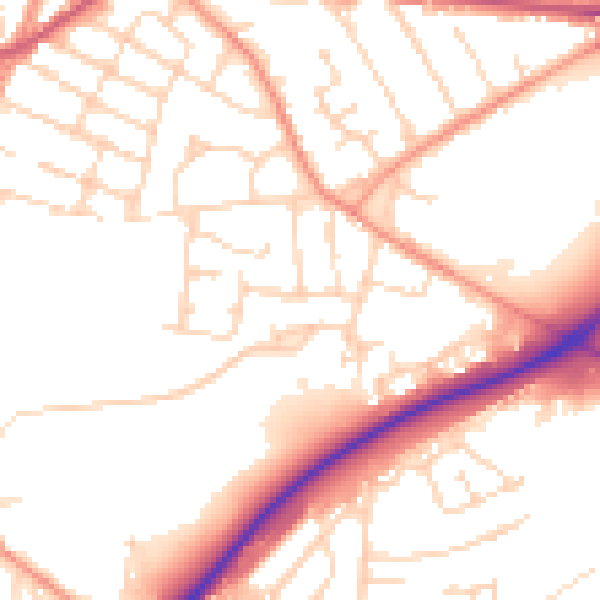 Daytime road noise heatmap for NG17 4LN