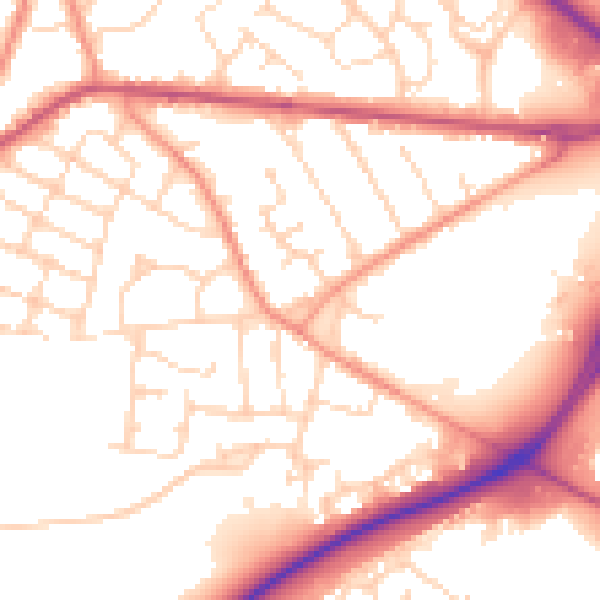 Daytime road noise heatmap for NG17 4NB