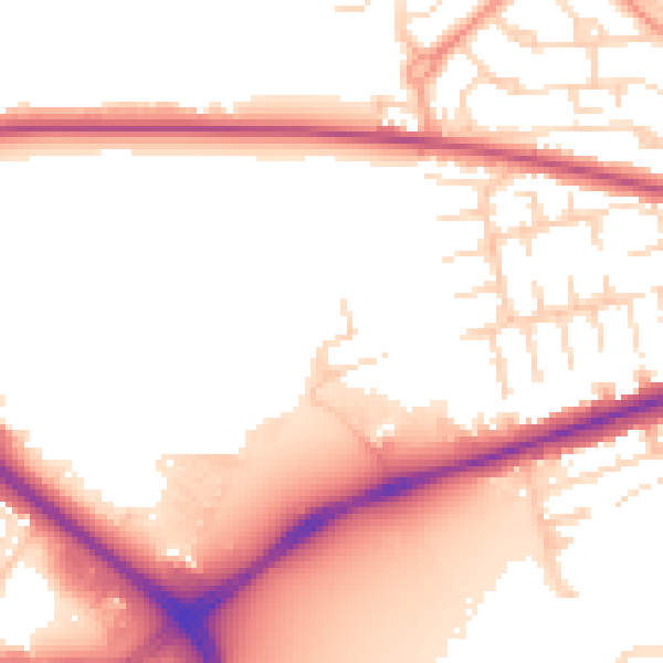 Daytime road noise heatmap for NG17 4NZ