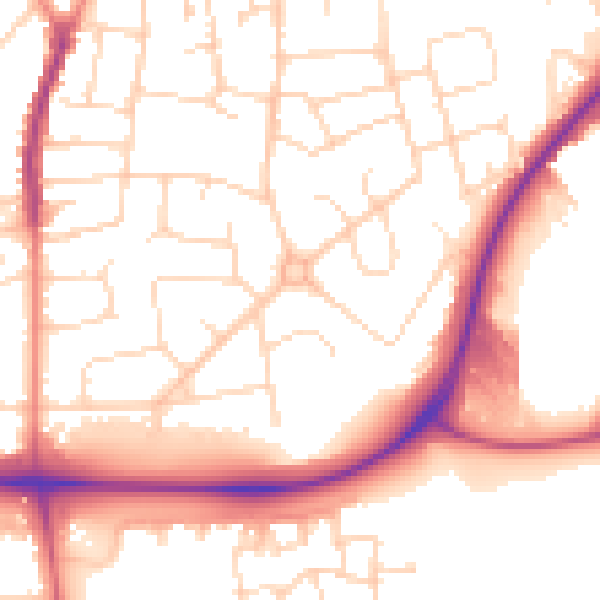 Daytime road noise heatmap for NG17 5AZ