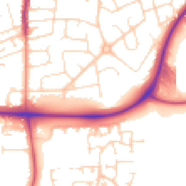 Daytime road noise heatmap for NG17 5BB