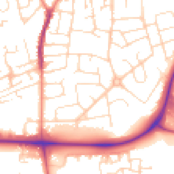 Daytime road noise heatmap for NG17 5BN