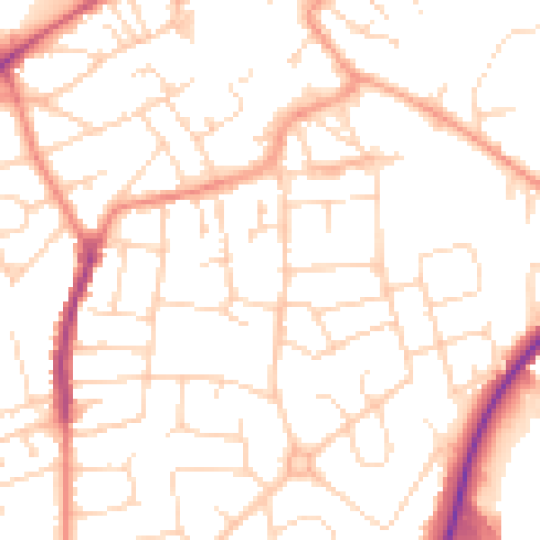 Daytime road noise heatmap for NG17 5DE