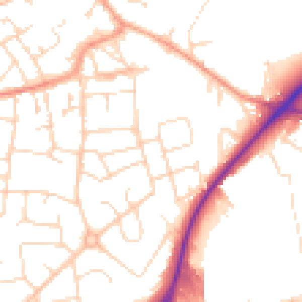 Daytime road noise heatmap for NG17 5DQ