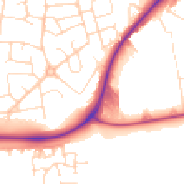Daytime road noise heatmap for NG17 5ER