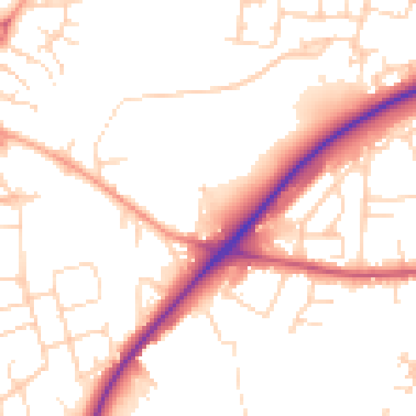 Daytime road noise heatmap for NG17 5FX