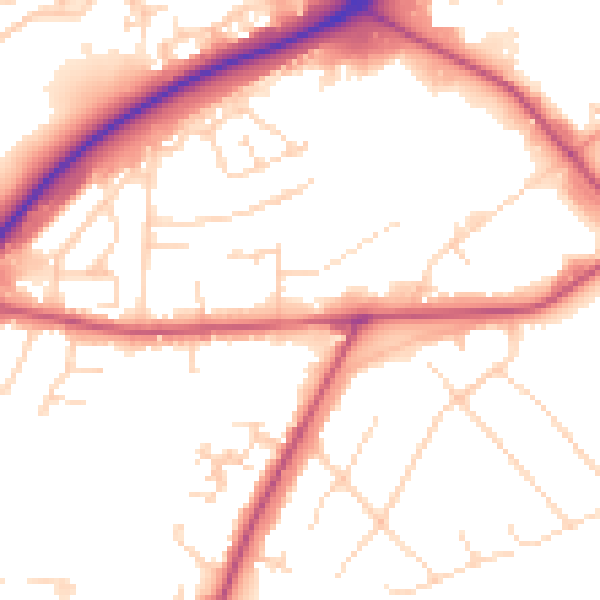 Daytime road noise heatmap for NG17 5GR