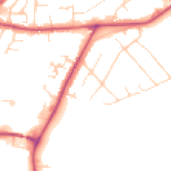 Daytime road noise heatmap for NG17 5HW