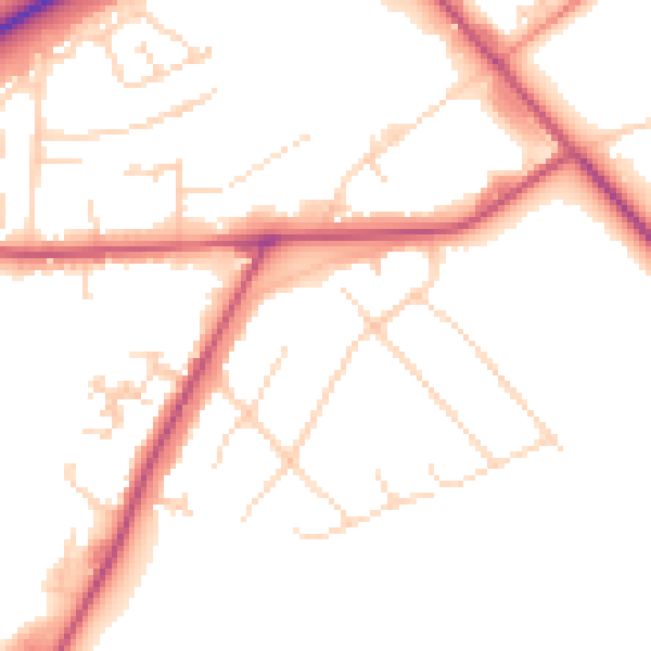 Daytime road noise heatmap for NG17 5JY