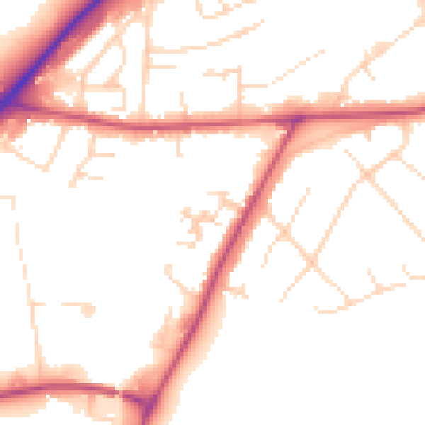 Daytime road noise heatmap for NG17 5LP