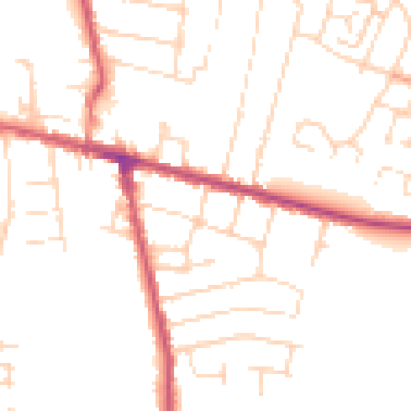 Daytime road noise heatmap for NG17 7DW
