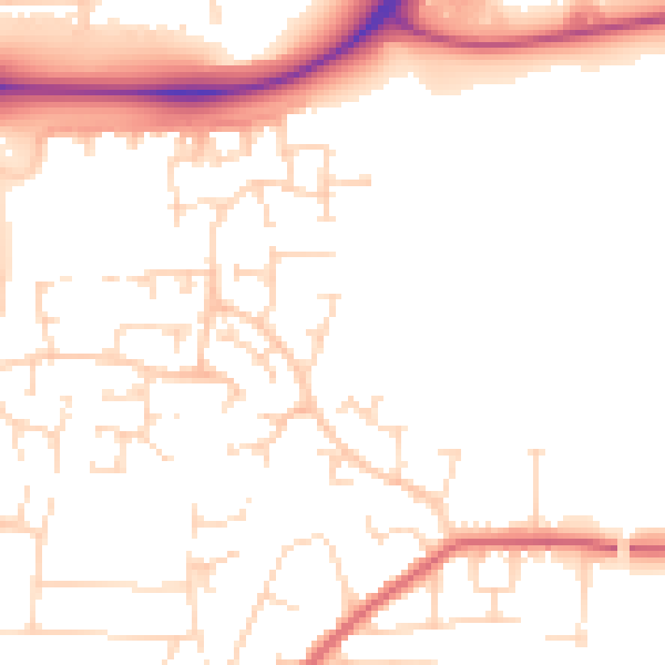 Daytime road noise heatmap for NG17 8PE