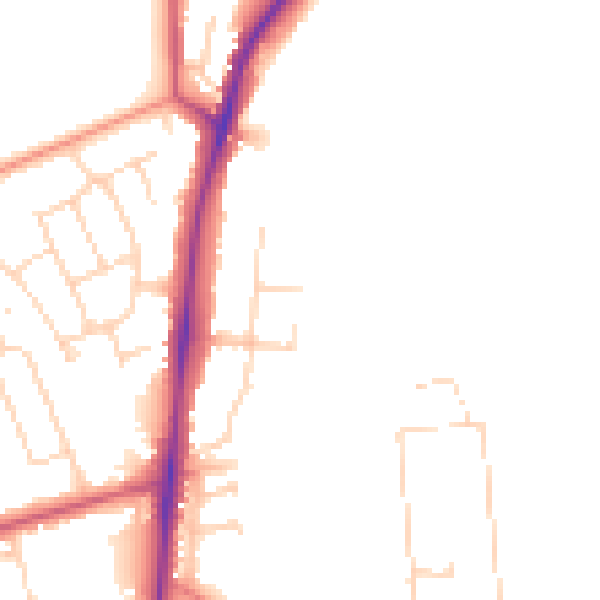 Daytime road noise heatmap for NG17 9AY