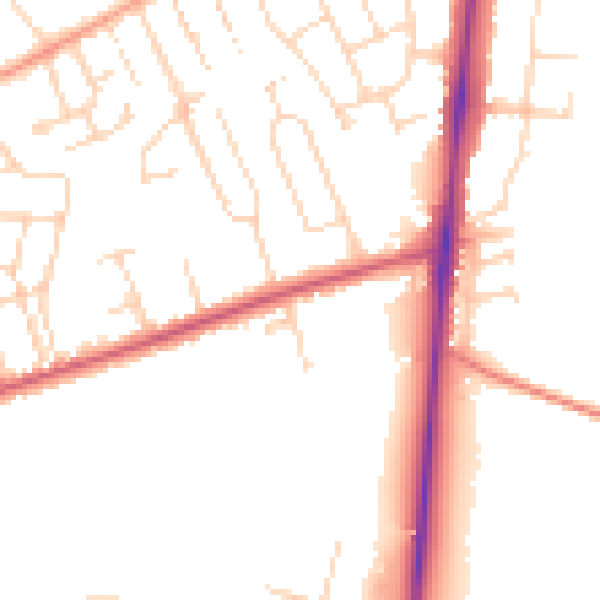 Daytime road noise heatmap for NG17 9BE