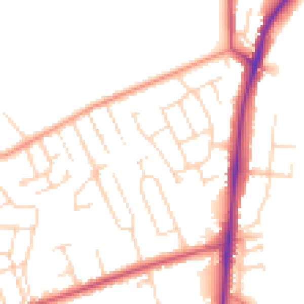 Daytime road noise heatmap for NG17 9DY