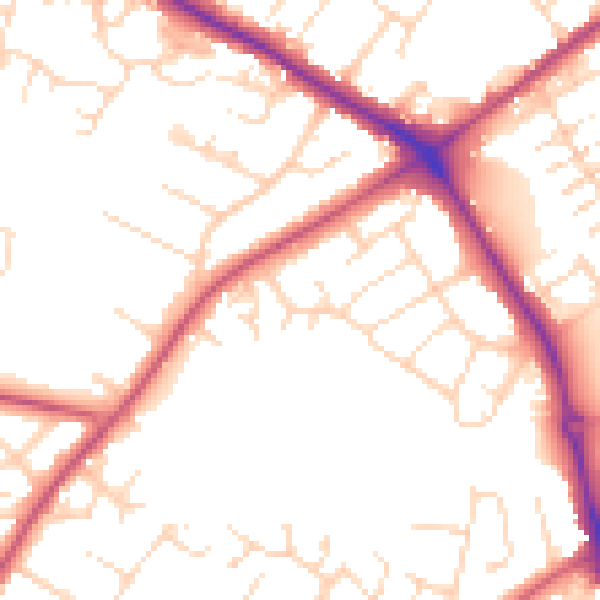 Daytime road noise heatmap for NG19 0AB