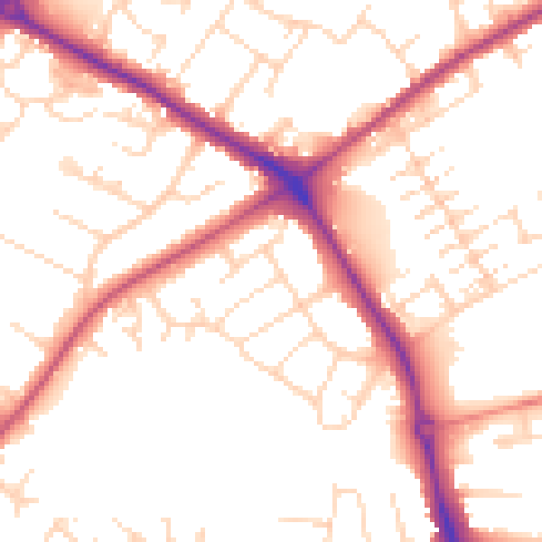 Daytime road noise heatmap for NG19 0AP