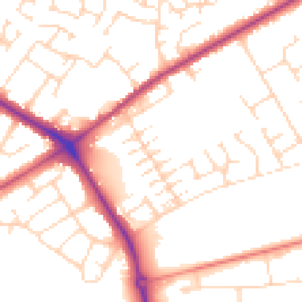 Daytime road noise heatmap for NG19 0BJ