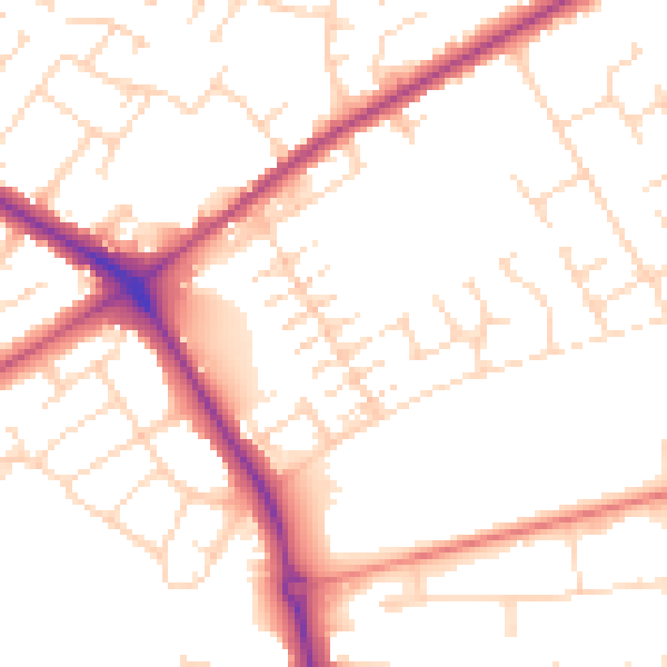 Daytime road noise heatmap for NG19 0BL