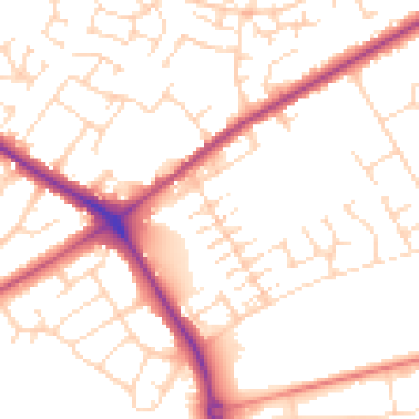 Daytime road noise heatmap for NG19 0BQ