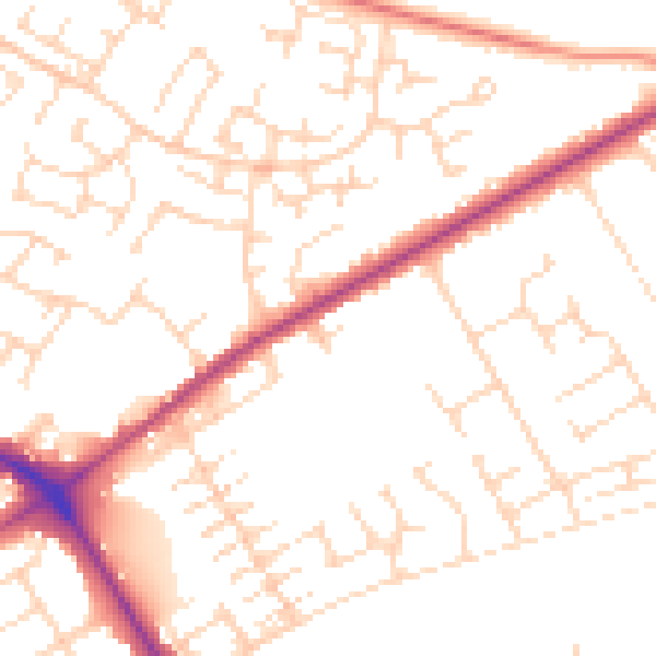 Daytime road noise heatmap for NG19 0BX