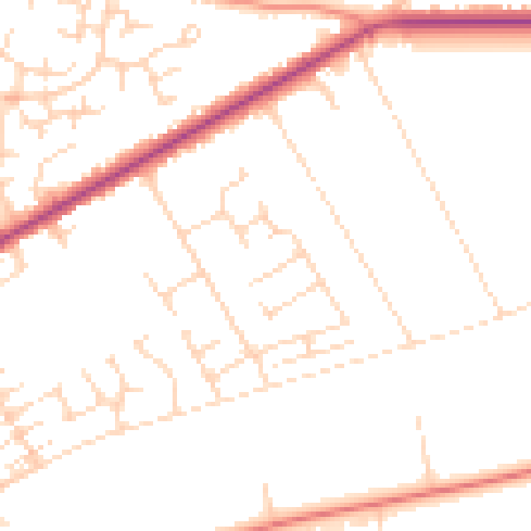 Daytime road noise heatmap for NG19 0DH