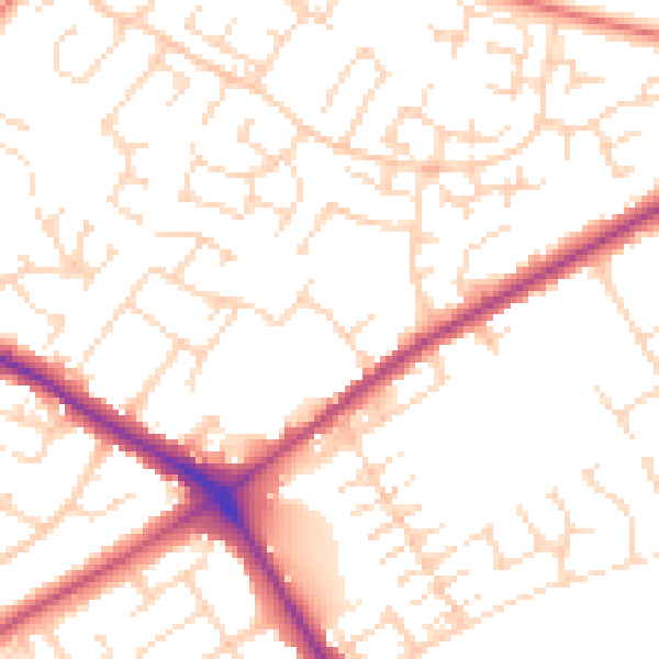 Daytime road noise heatmap for NG19 0DJ
