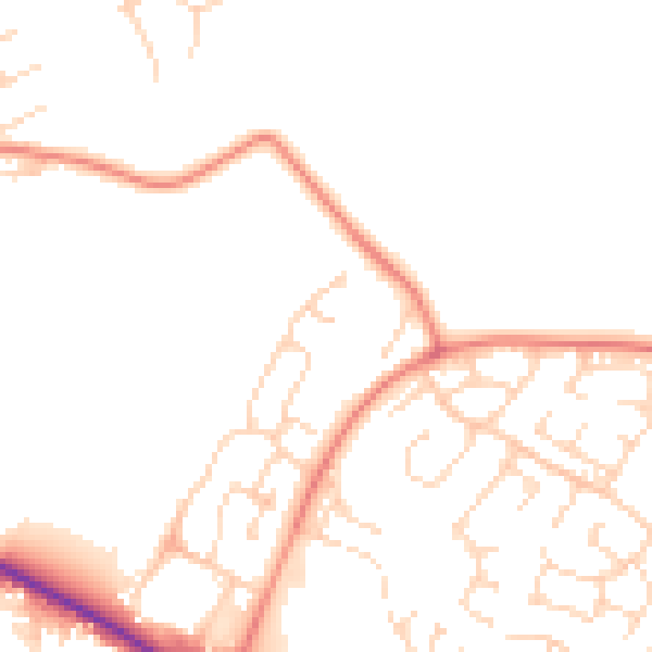 Daytime road noise heatmap for NG19 0GT